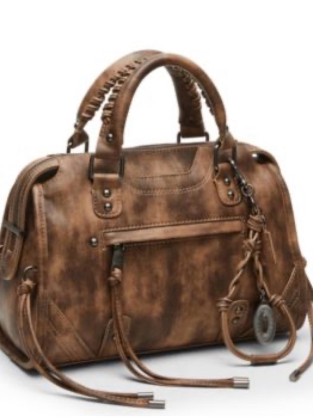 Steve Madden Brown Distressed Satchel Crossbody Bag New Without Tags